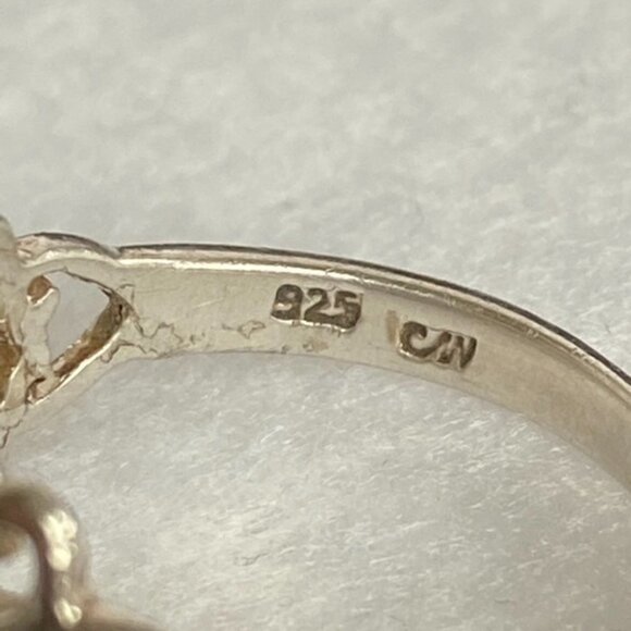 Sterling Silver 925 Cutout Scrollwork Oval Simulated Turquoise Ring Sz 7.25 - Picture 8 of 16